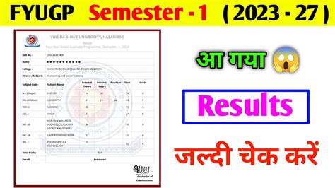 vbu result semester 1.
